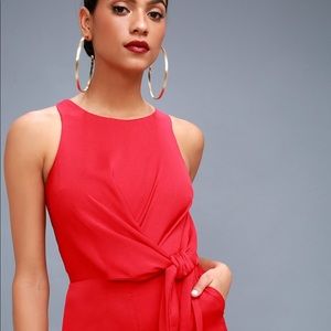 LuLus “On Track Red Midi Jumpsuit”